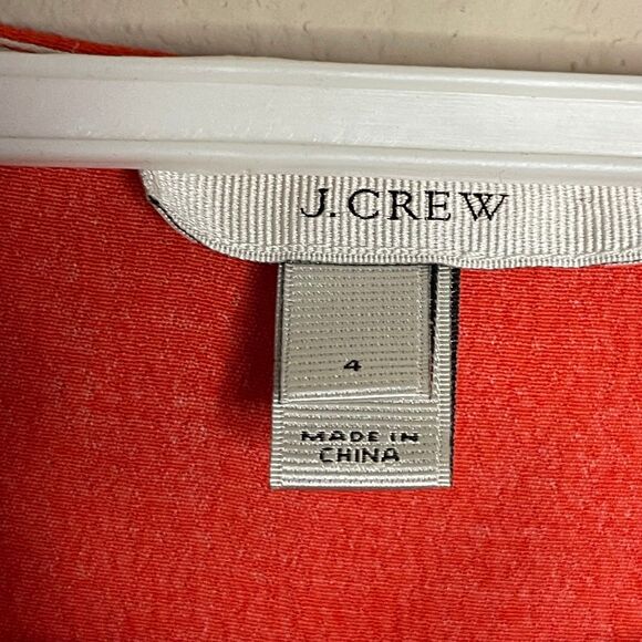 Size 4 J.Crew top long sleeved rayon shirt orange pink stripe bright women’s - Picture 2 of 5